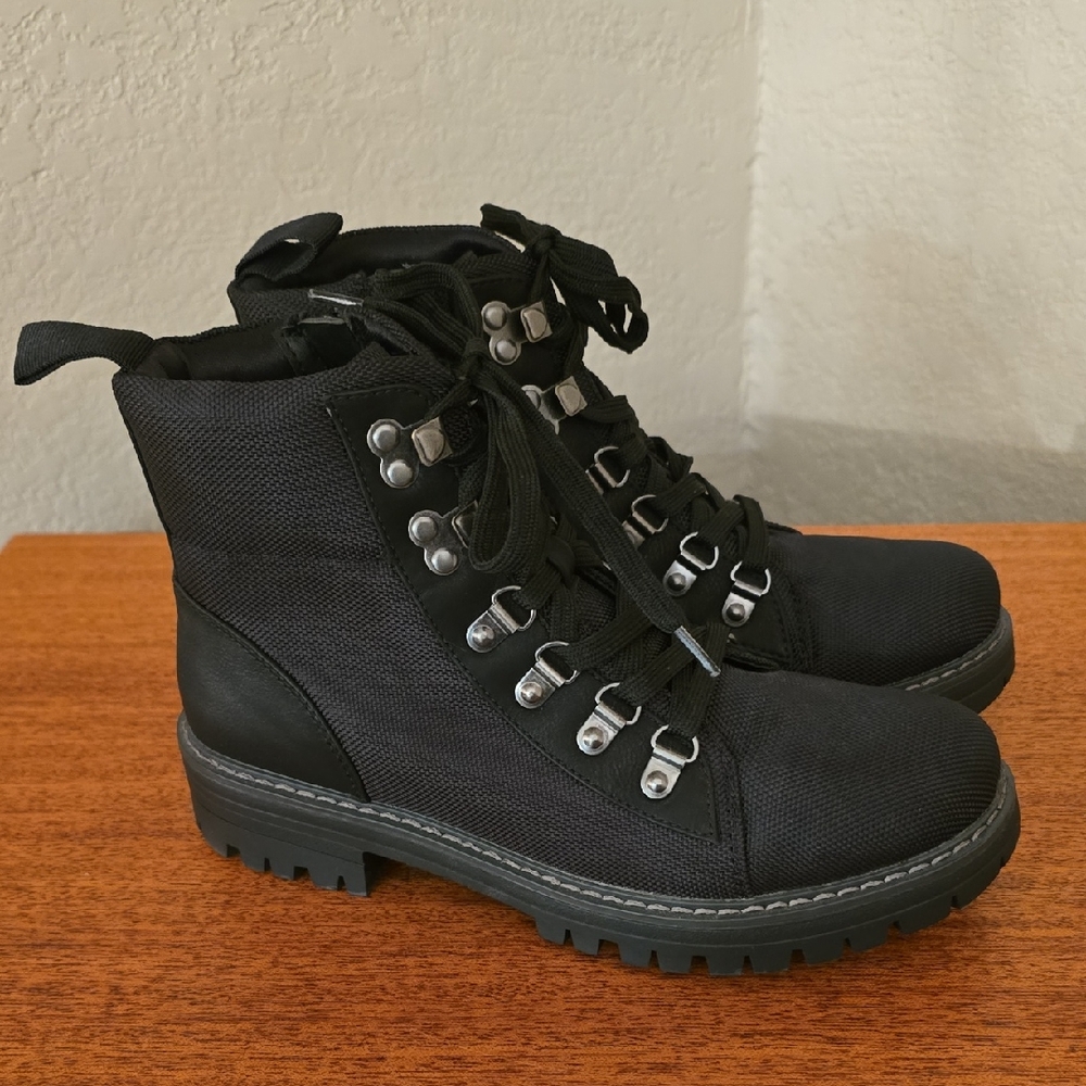 Black Lace-Up Ankle Boots